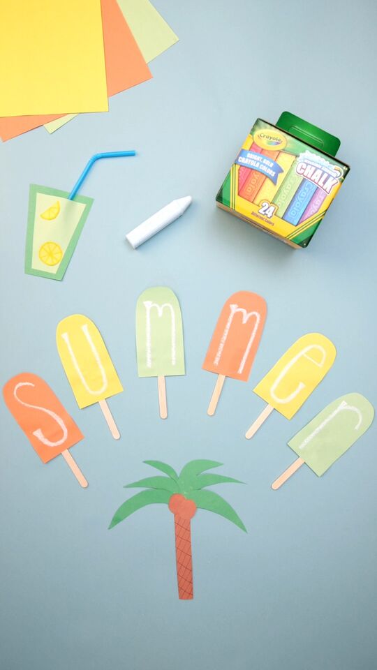 Paper popsicle craft with Crayola chalk