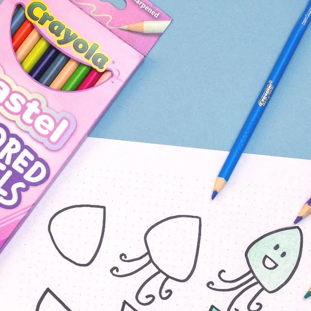 Drawing jellyfish with Crayola pastel colored pencils