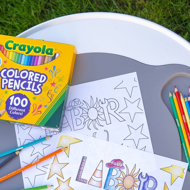 Labor Day coloring pages with Crayola Colored Pencils